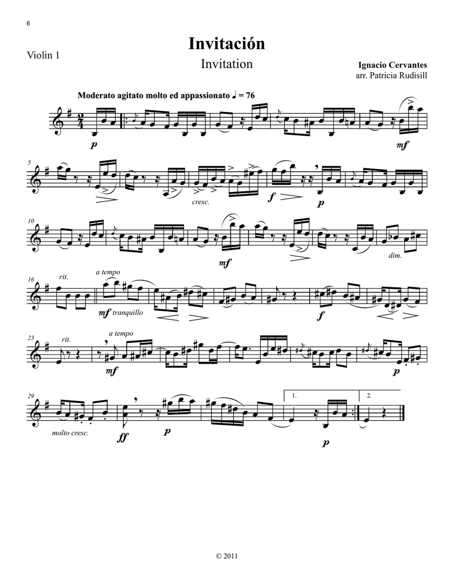 7 Danzas Cubanas, for string quartet (Parts only) String Quartet scores gallery preview page 6