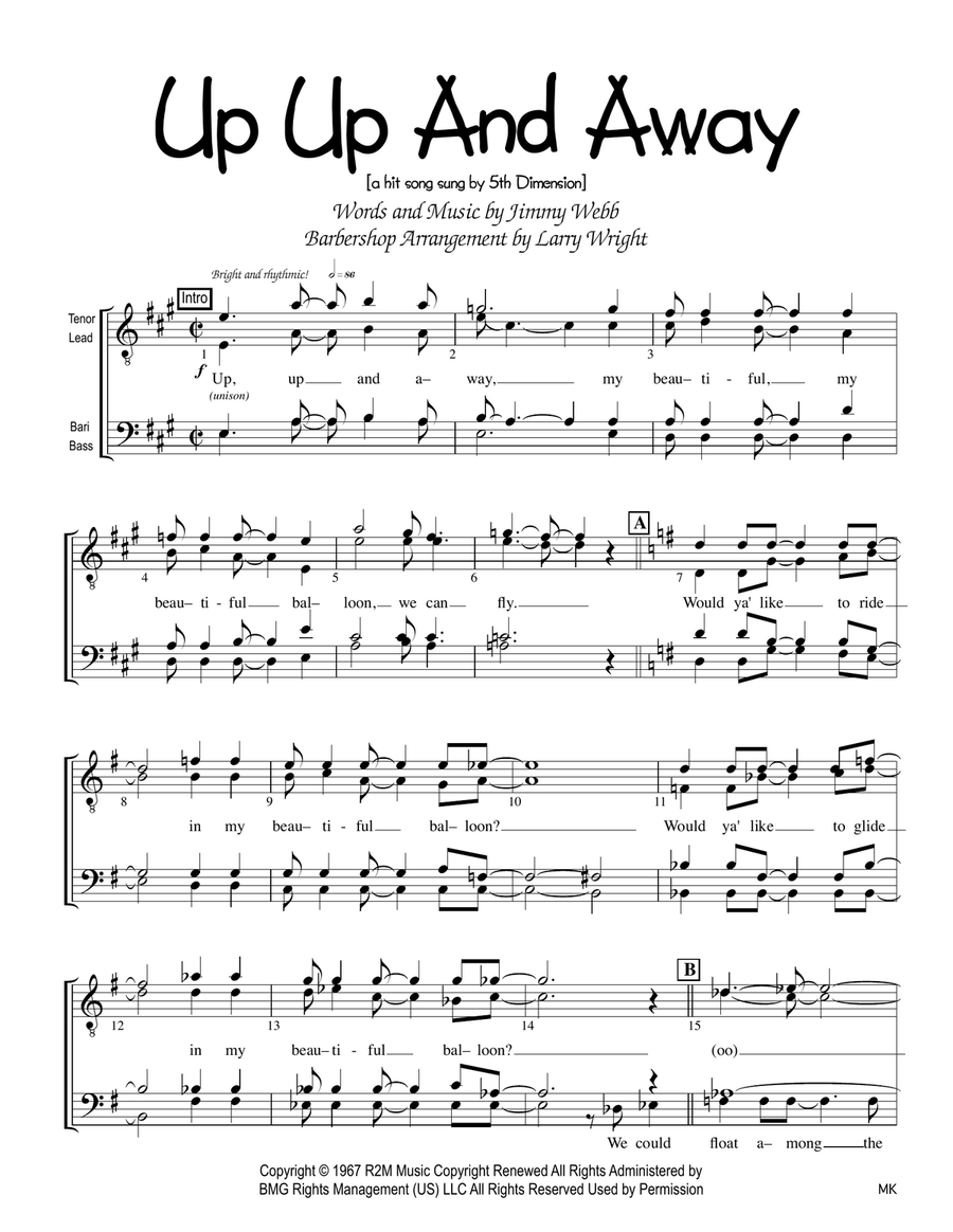 Up, Up And Away TTBB scores gallery preview page 1