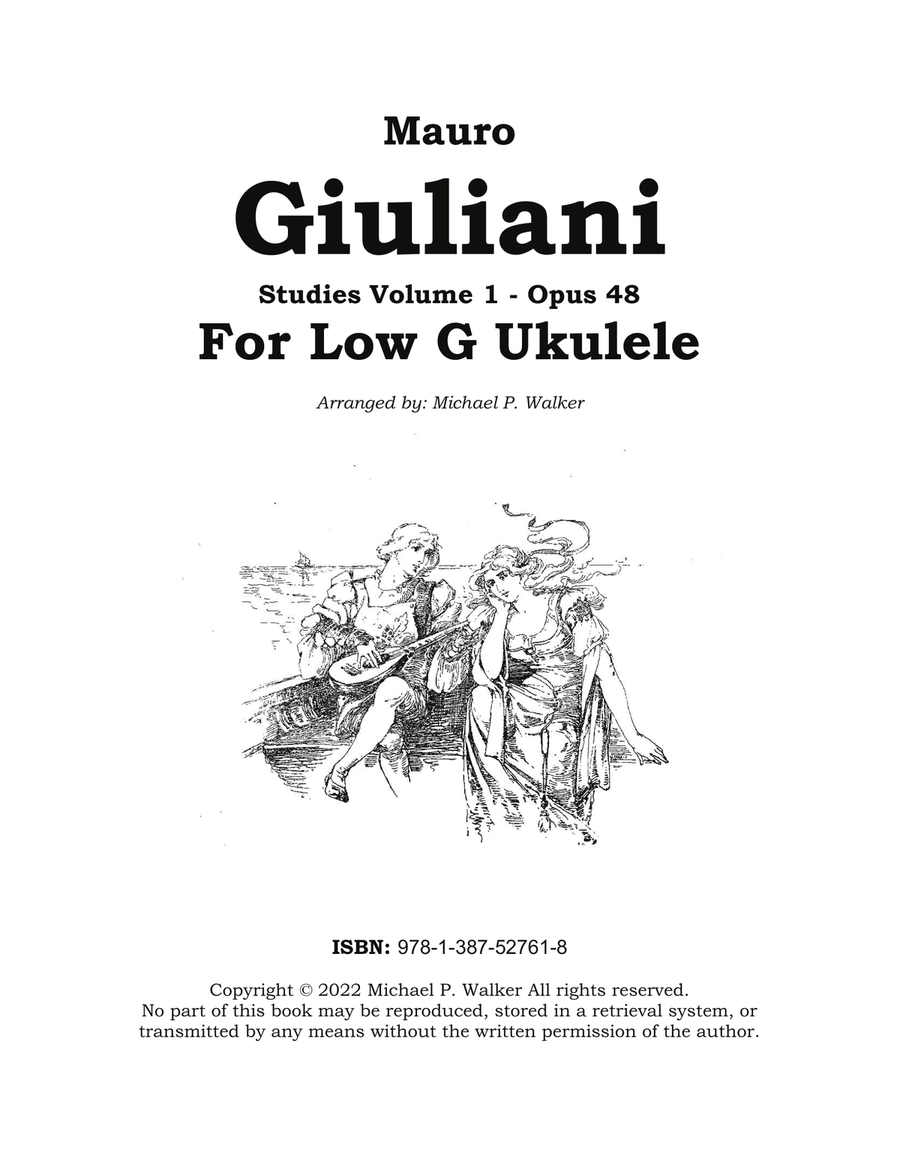 Mauro Giuliani: Studies Volume 1 - Opus 48 For Low G Ukulele Ukulele scores gallery preview page 1