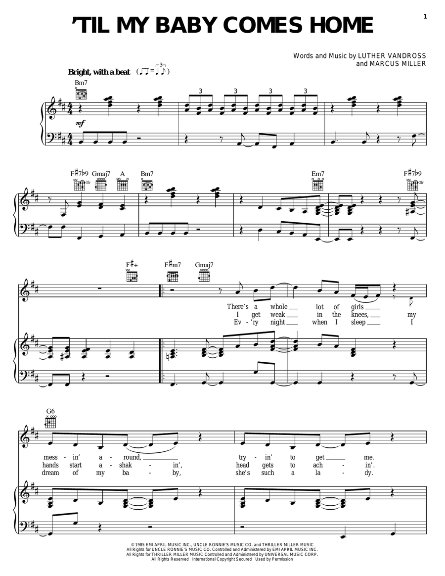 'Til My Baby Comes Home Piano, Vocal, Guitar scores gallery preview page 1