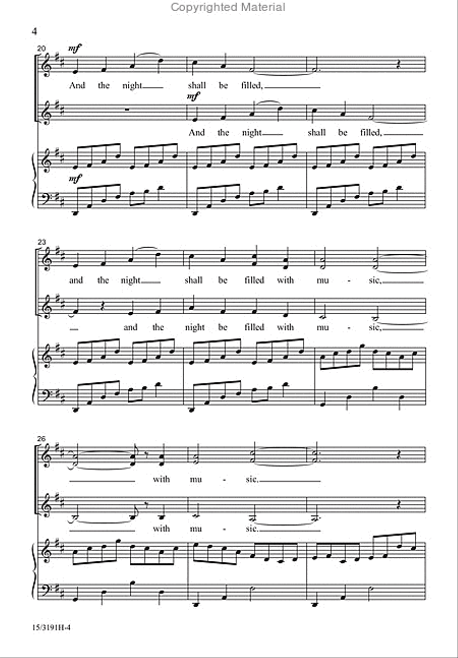 And the Night Shall Be Filled With Music SSA scores gallery preview page 4