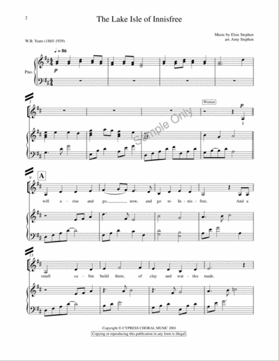 Lake Isle Of Innisfree 4-Part scores gallery preview page 2