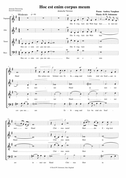 Hoc est enim corpus meum (German version) for SATB choir image number null