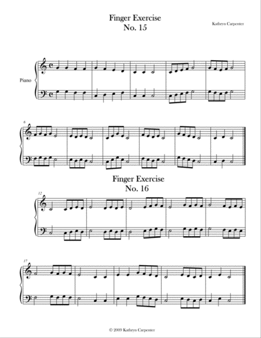Finger Exercise No. 15 & 16 (Key of C) Piano Method scores gallery preview page 1