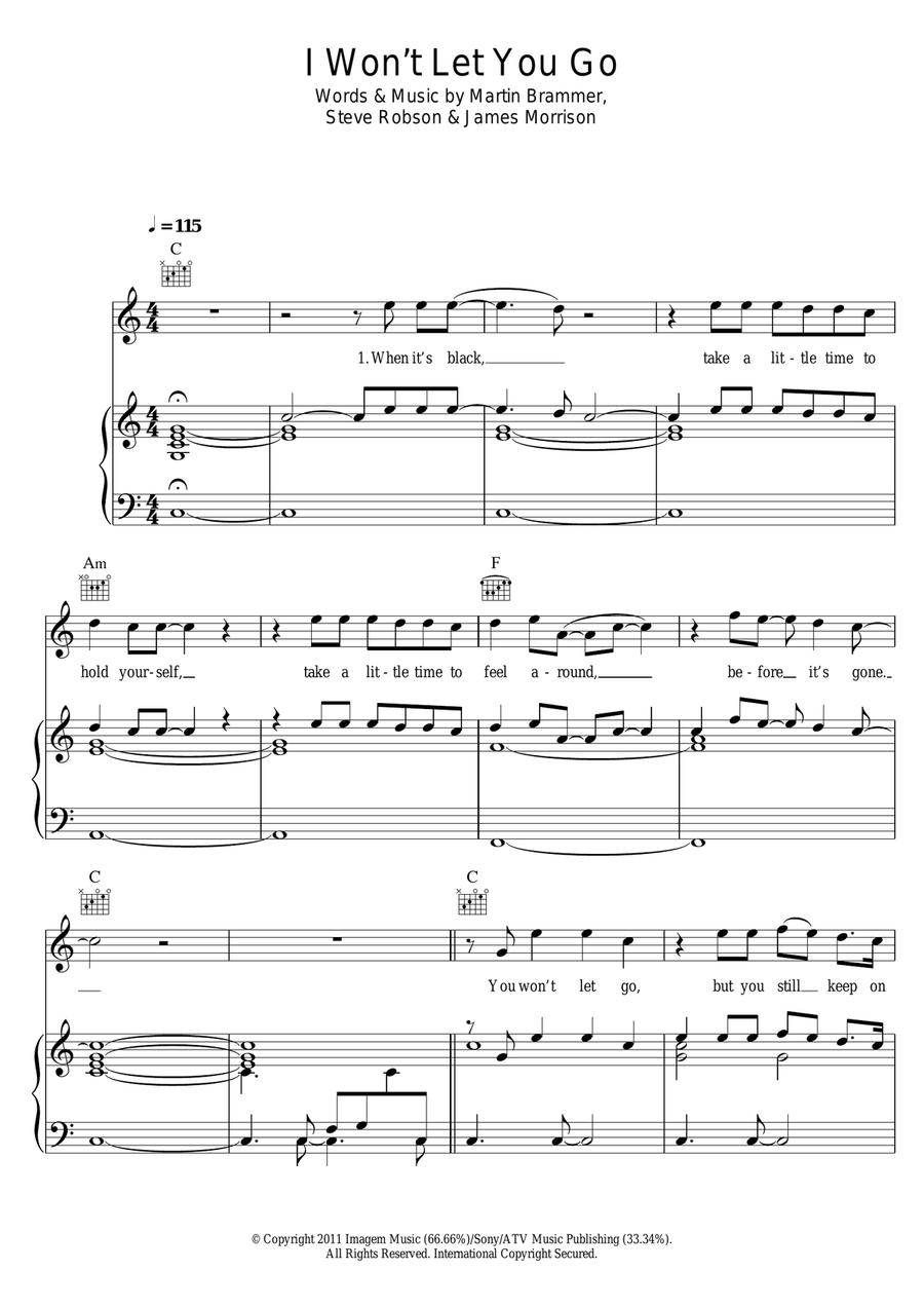 I Won't Let You Go Acoustic Guitar scores gallery preview page 1