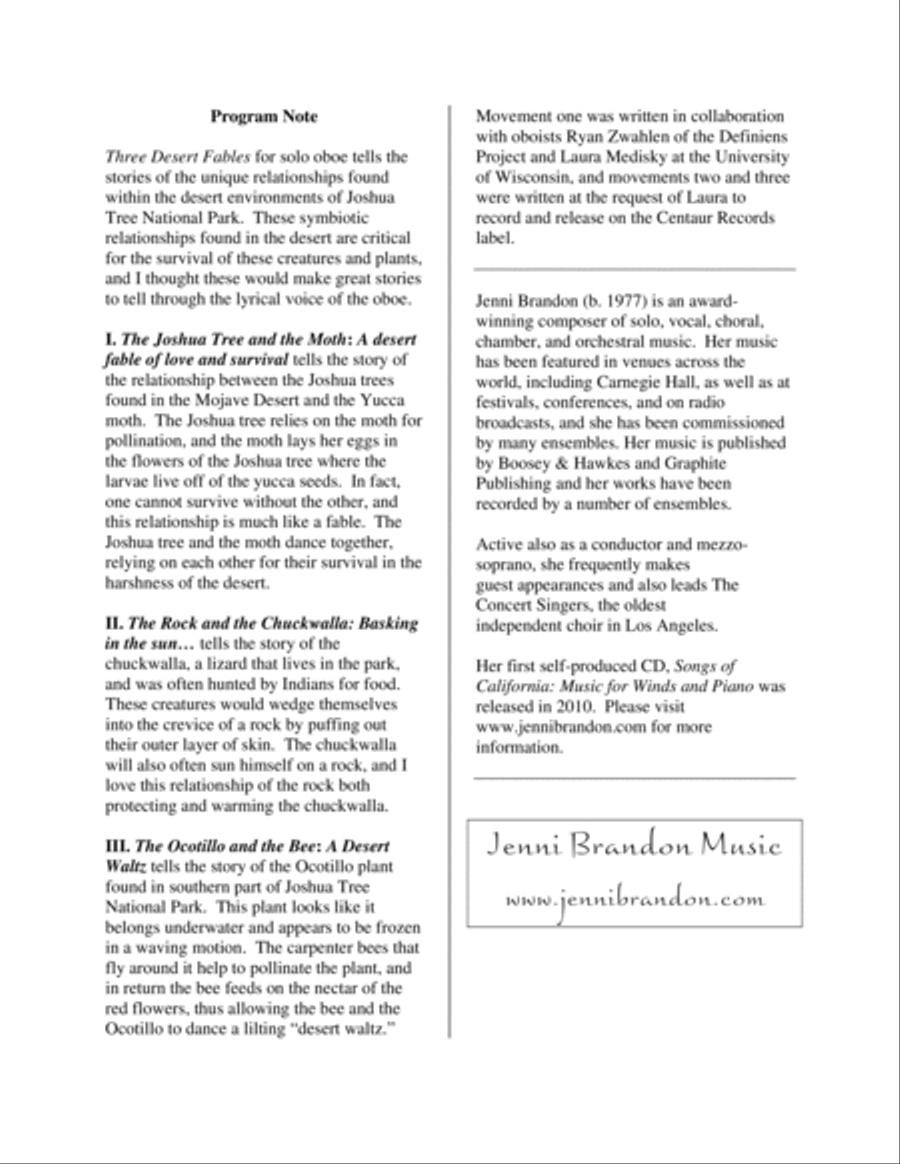 Three Desert Fables for solo oboe Oboe Solo scores gallery preview page 3