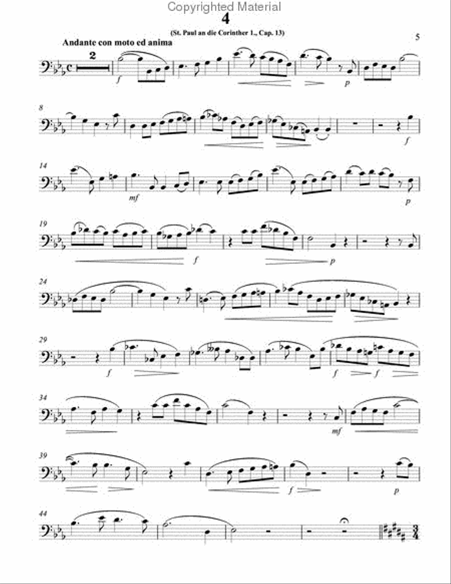 Four Serious Songs for Trombone or Bass Trombone and Piano Bass Trombone scores gallery preview page 3