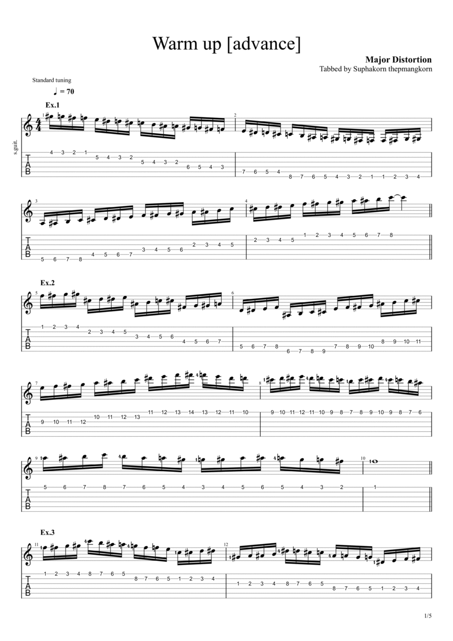 Guitar Chromatic Warmup Exercise [Advance] Electric Guitar scores gallery preview page 1