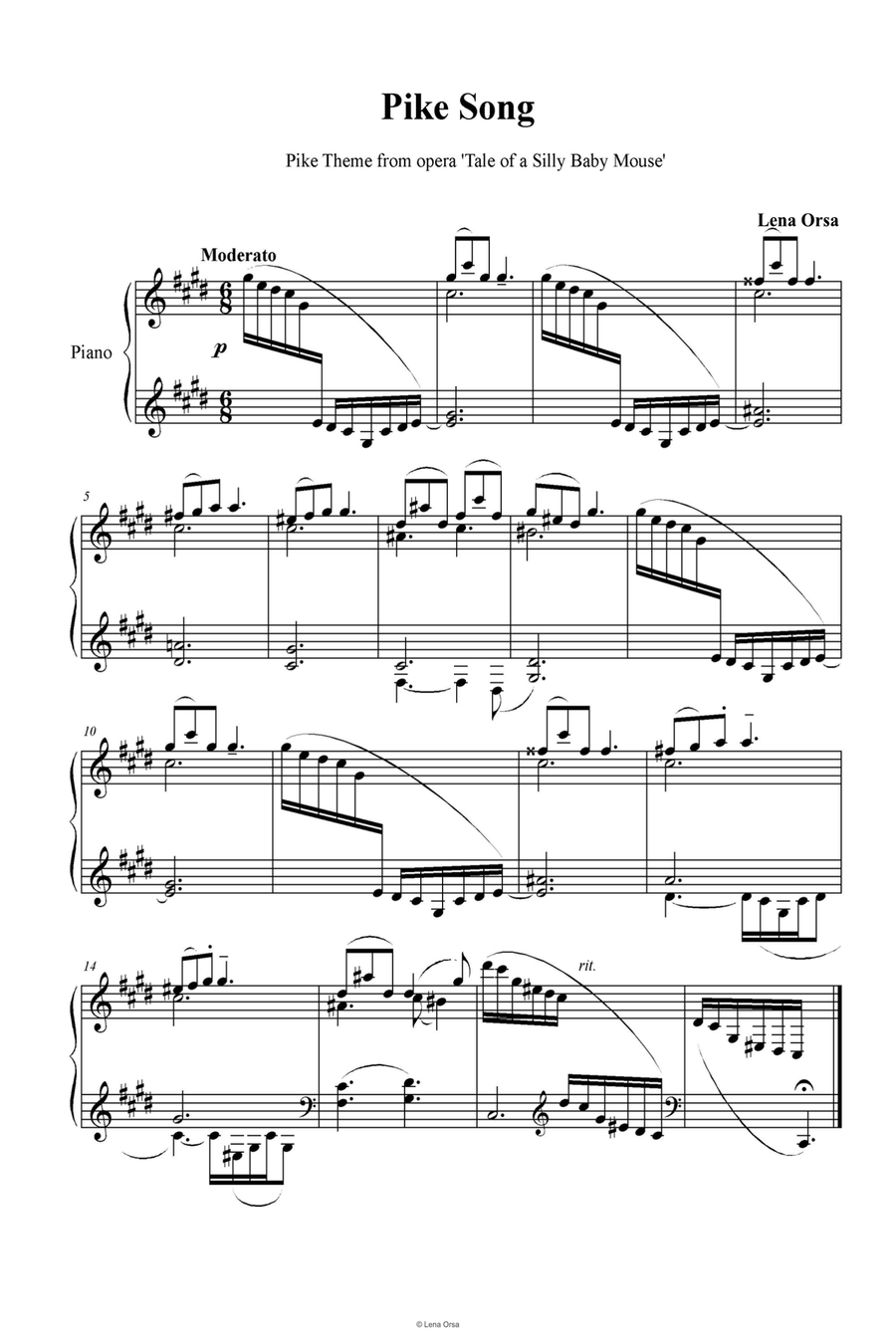 Pike Song from opera Tale of a Silly Baby Mouse Voice scores gallery preview page 1
