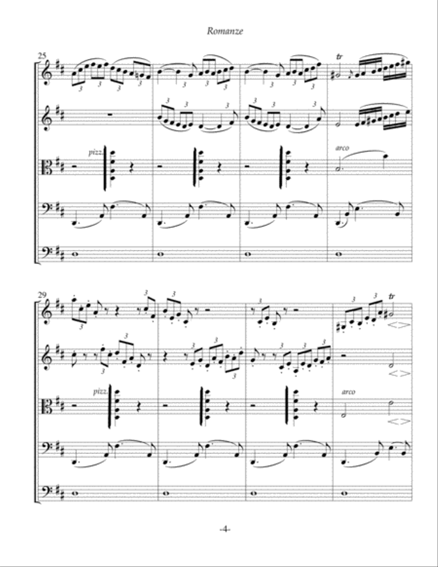 Brahms - Romanze from Sechs Klavierstücke, Op. 118, arranged for string ensemble String Orchestra scores gallery preview page 4