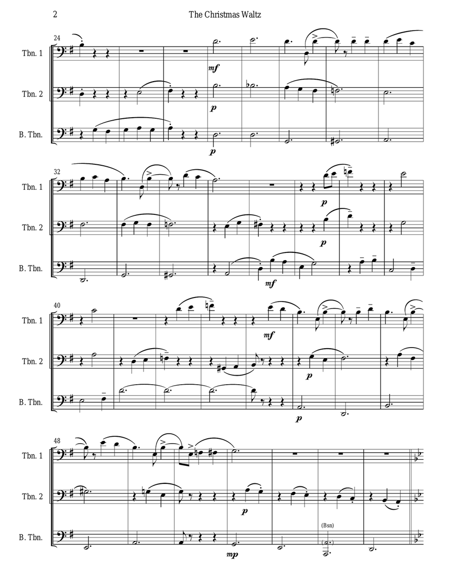 The Christmas Waltz Trombone Trio scores gallery preview page 2