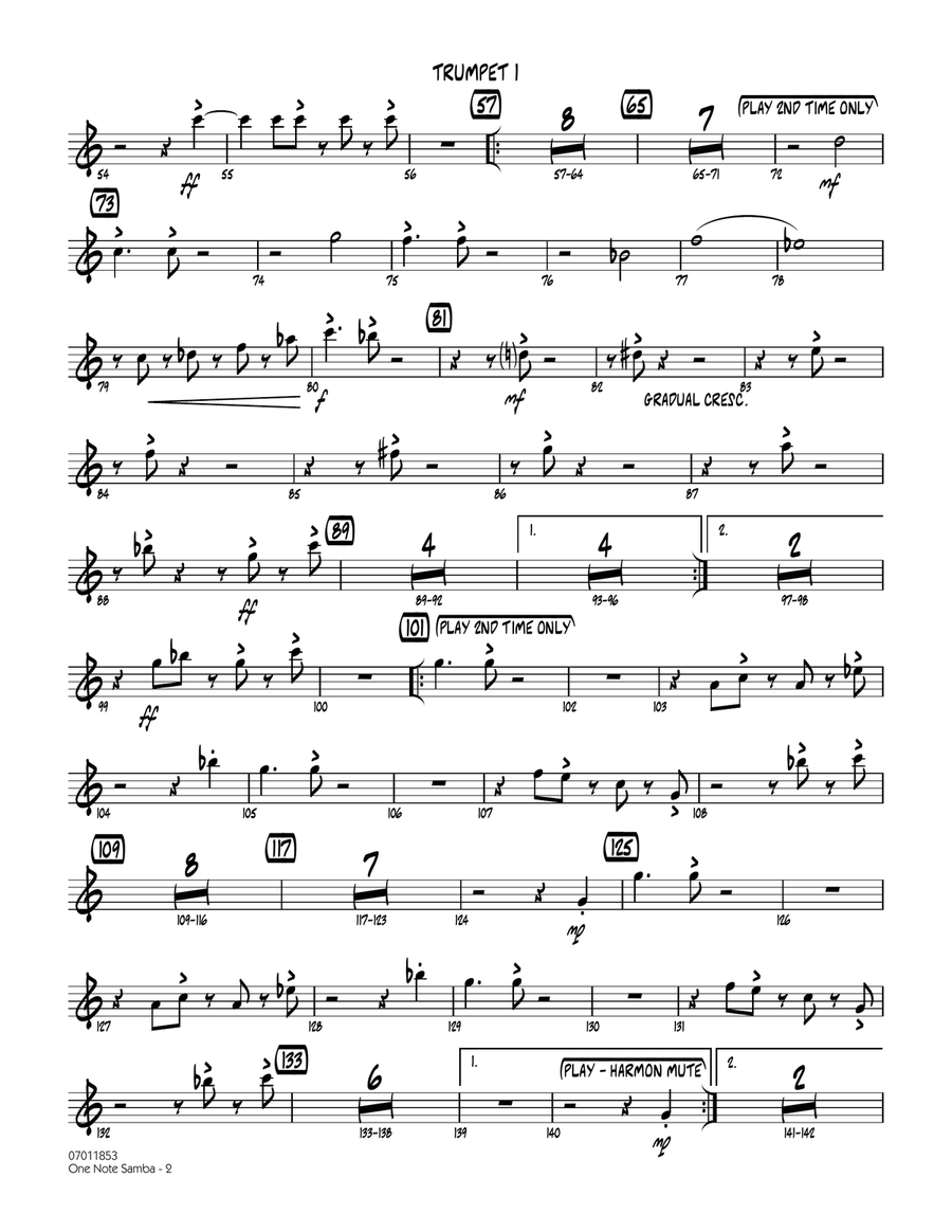 One Note Samba - Trumpet 1 Jazz Ensemble scores gallery preview page 2