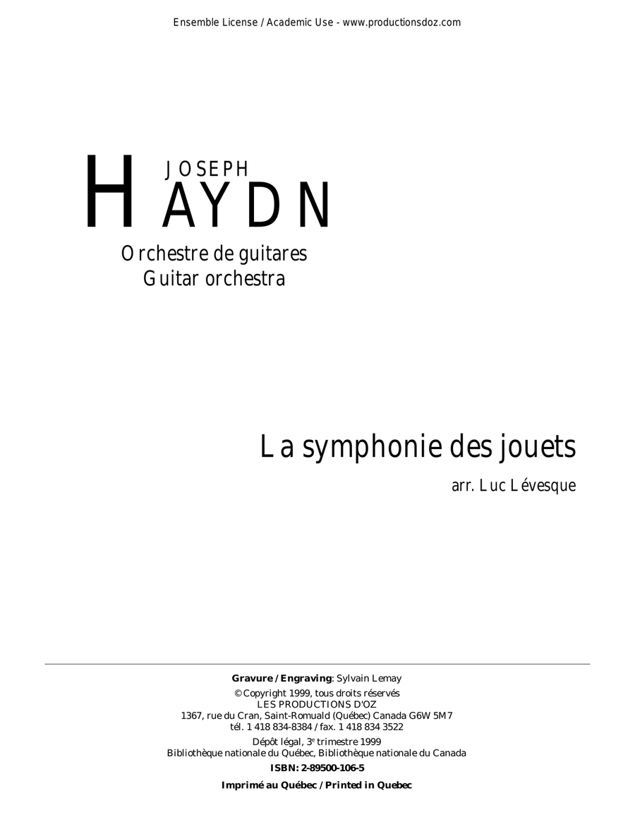 La symphonie des jouets La symphonie des jouets Guitar Ensemble scores gallery preview page 1