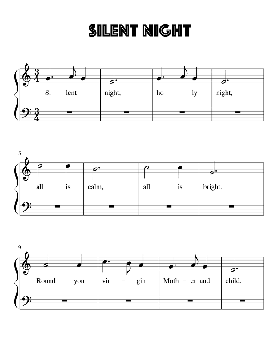 Silent Night for Very Easy Piano Easy Piano scores gallery preview page 1