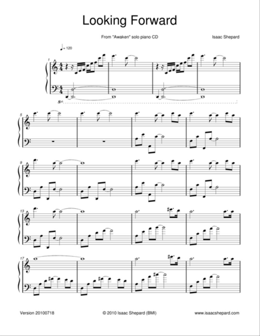 Looking Forward Piano Solo scores gallery preview page 1