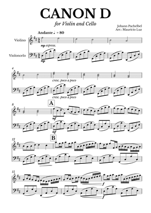Book cover for Canon in D for Violin and Cello