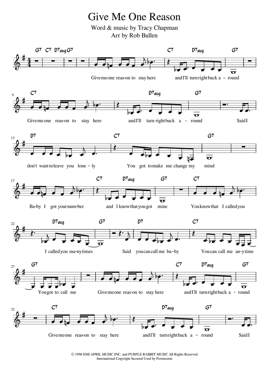 Give Me One Reason Give Me One Reason Guitar scores gallery preview page 1