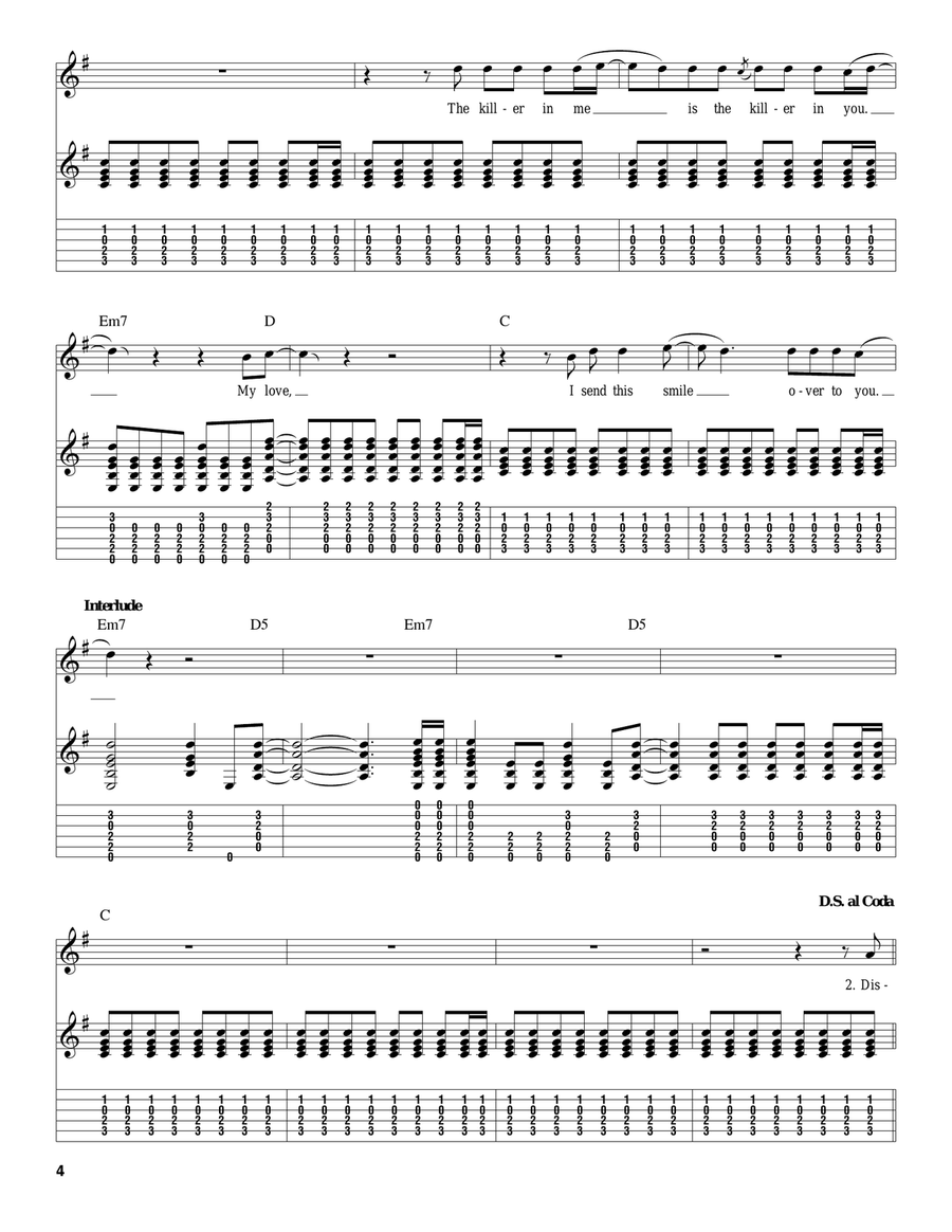 Disarm Guitar Tablature scores gallery preview page 4