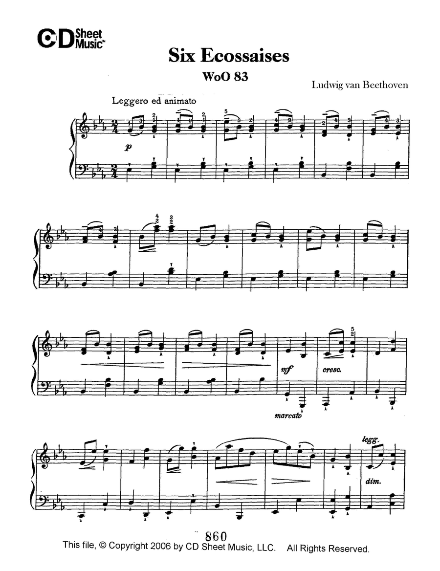 Ecossaises (6), Woo 83 Piano Solo scores gallery preview page 1