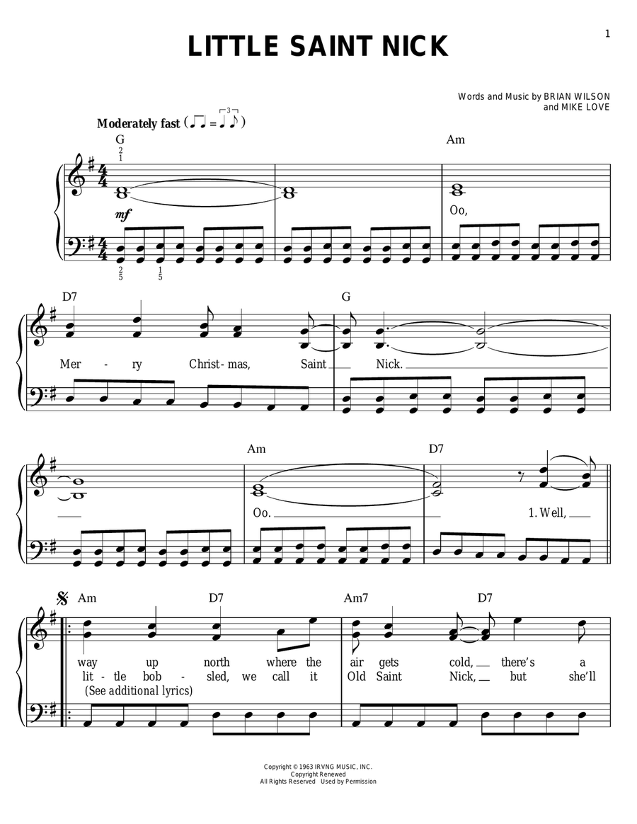 Little Saint Nick Little Saint Nick Easy Piano scores gallery preview page 1