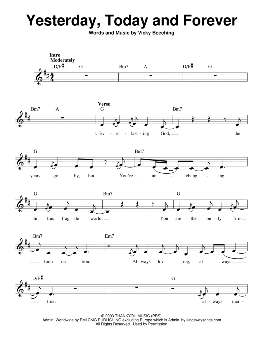 Yesterday, Today And Forever Voice scores gallery preview page 1