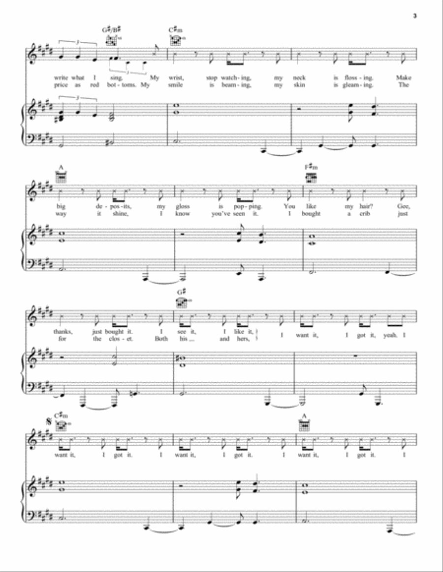 7 Rings Piano, Vocal, Guitar scores gallery preview page 3