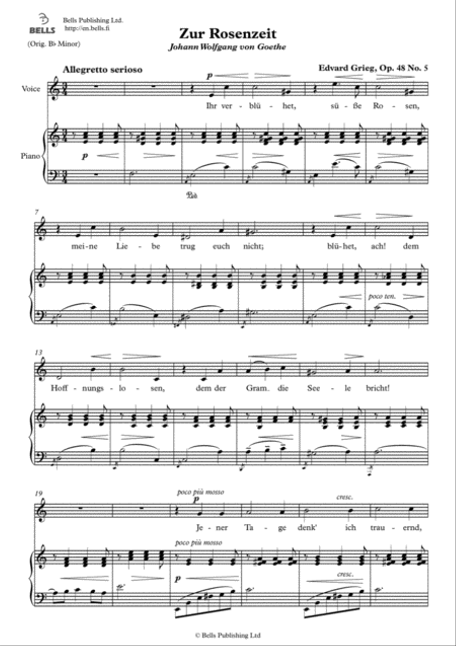 Zur Rosenzeit, Op. 48 No. 5 (A minor) Voice Solo scores gallery preview page 1