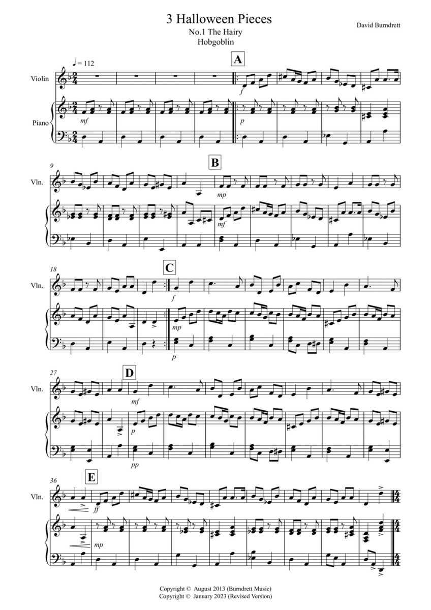 3 Halloween Pieces for Violin And Piano image number null