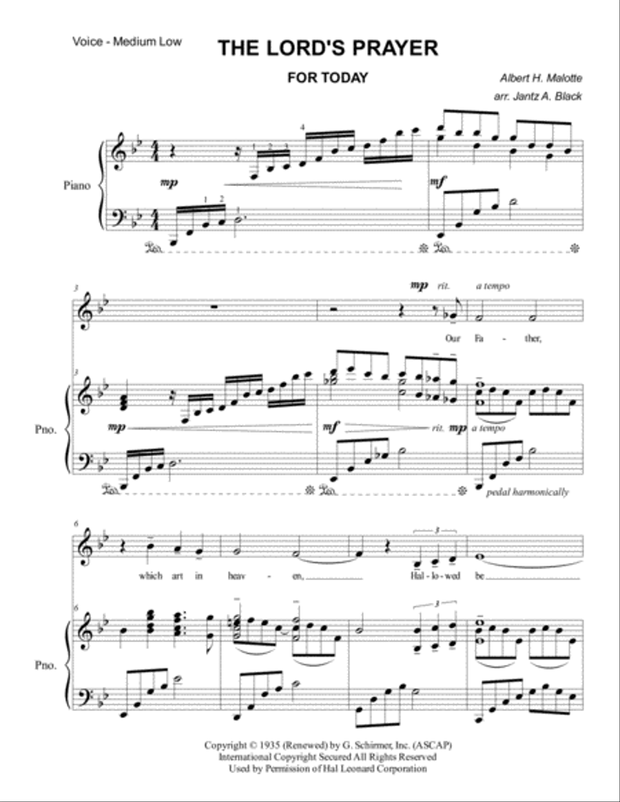 The Lord's Prayer Medium Voice scores gallery preview page 1
