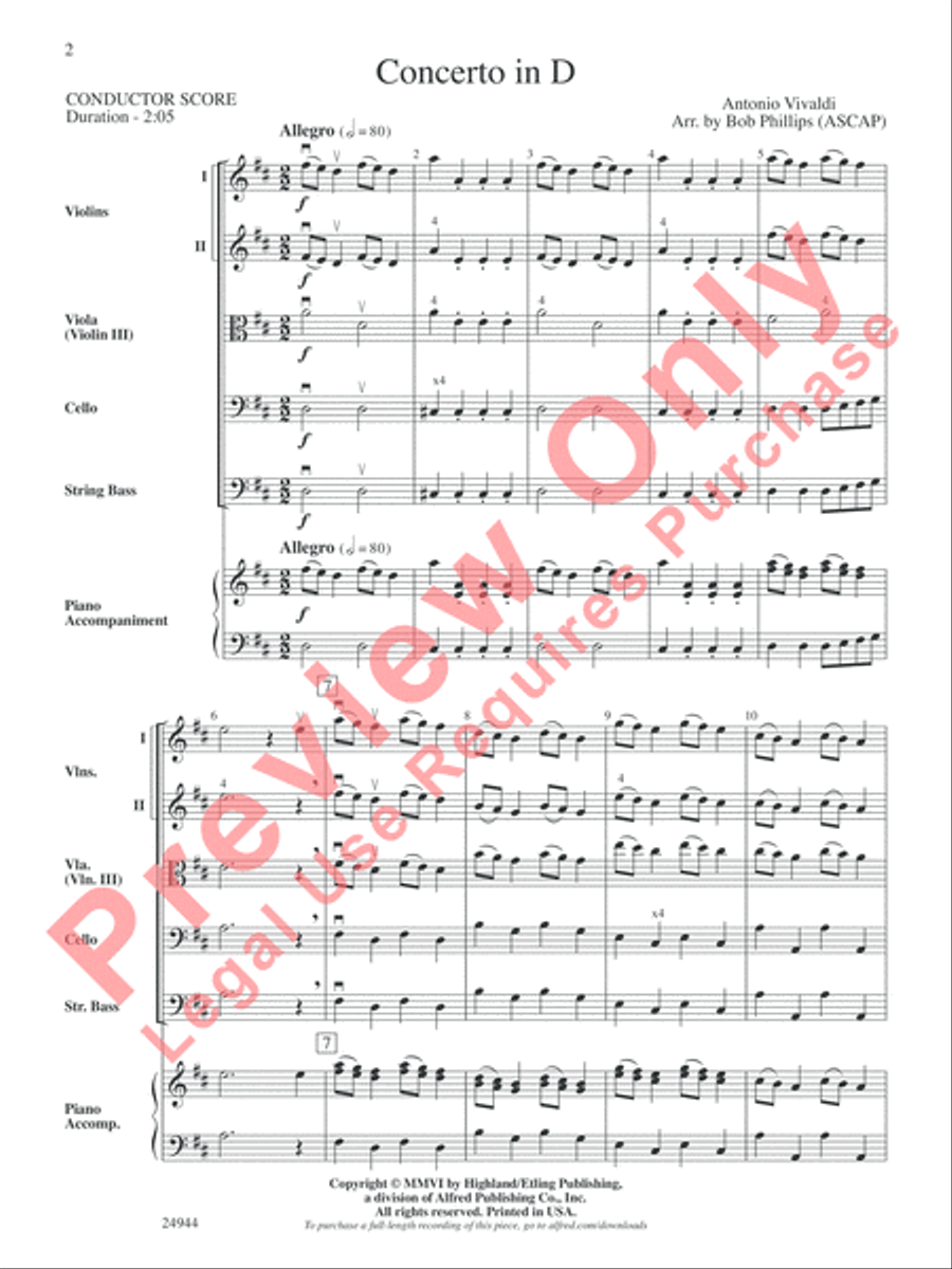 Concerto in D String Orchestra scores gallery preview page 3