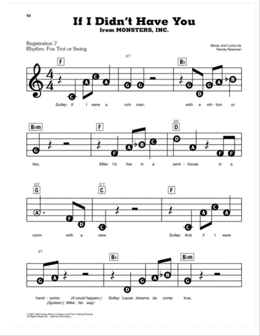 monsters inc Sheet Music to download and print