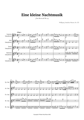 Eine kleine Nachtmusik by Mozart for Sax Ensemble