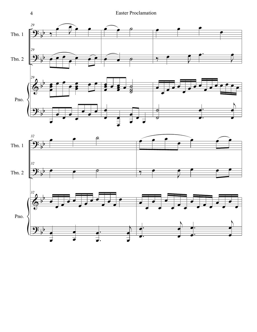 Easter Proclamation (The Risen Christ) (Trombone Duet) Trombone Duet scores gallery preview page 4