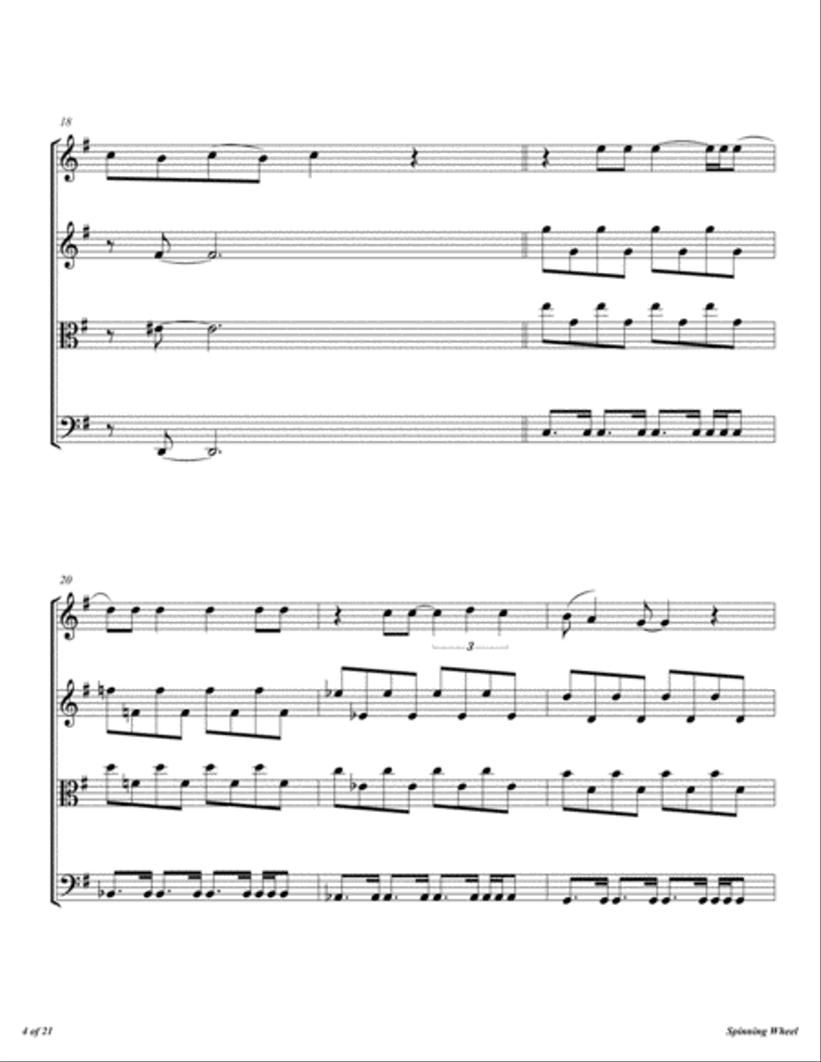 Spinning Wheel Spinning Wheel String Quartet scores gallery preview page 5