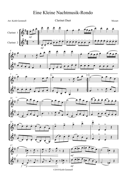 Eine Kleine Nachtmusik – Rondo: Clarinet Duet image number null
