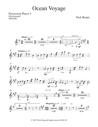 Ocean Voyage - (Full Orchestra) Percussion 1 - Glockenspiel/Marimba part