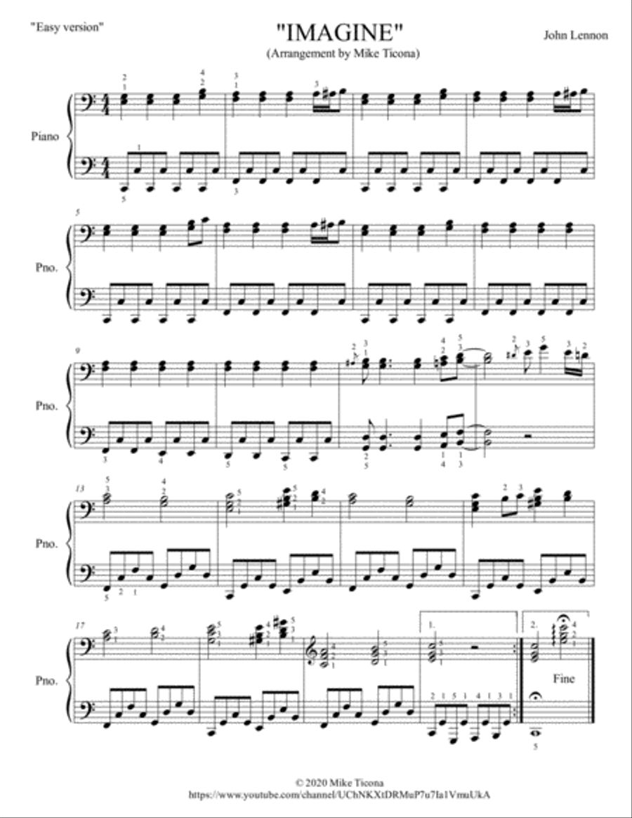 Imagine Imagine Easy Piano scores gallery preview page 1