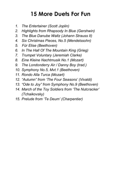 15 More Cello Duets for Fun (popular classics volume 2) - various levels image number null