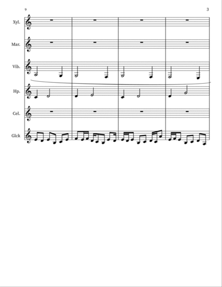 Waltz for Percussion Quartet, Harp & Celeste Small Ensemble scores gallery preview page 3
