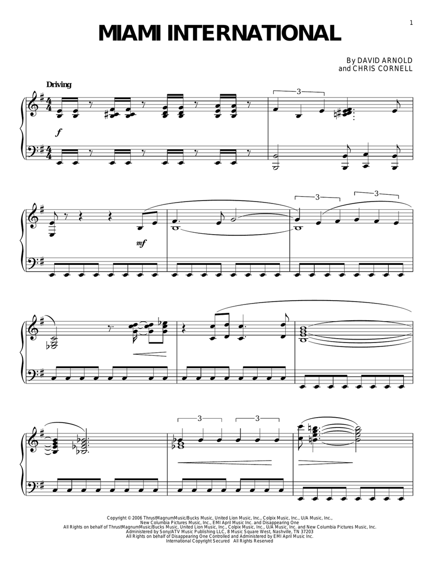 Miami International Piano Solo scores gallery preview page 1