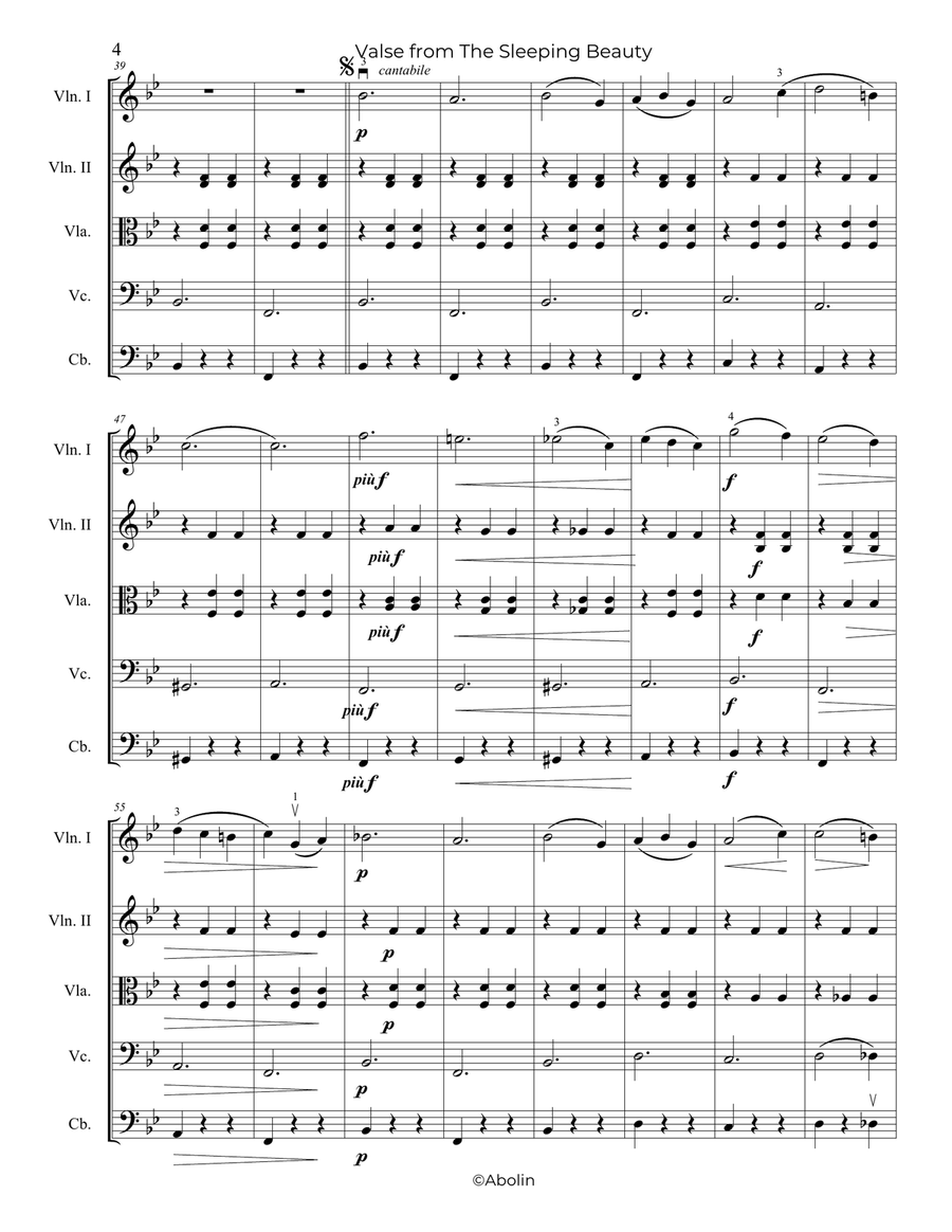 Tchaikovsky: Valse from The Sleeping Beauty - String Orchestra String Orchestra scores gallery preview page 5