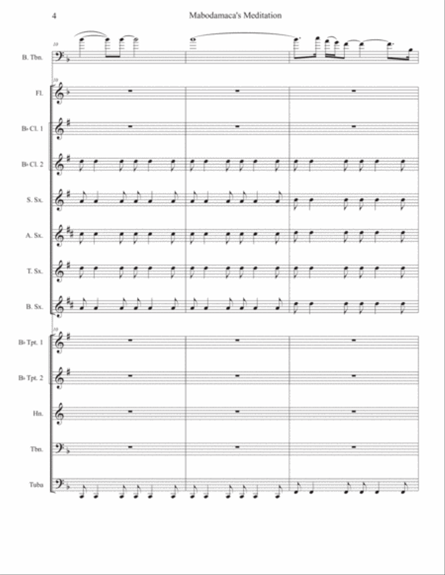Mabodamaca's Meditation For Bass Trombone and Small Wind Ensemble Concert Band scores gallery preview page 5