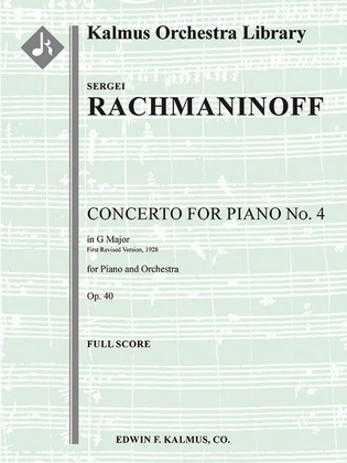Concerto for Piano No. 4 in G minor, Op. 40 (First revised edition, 1928)