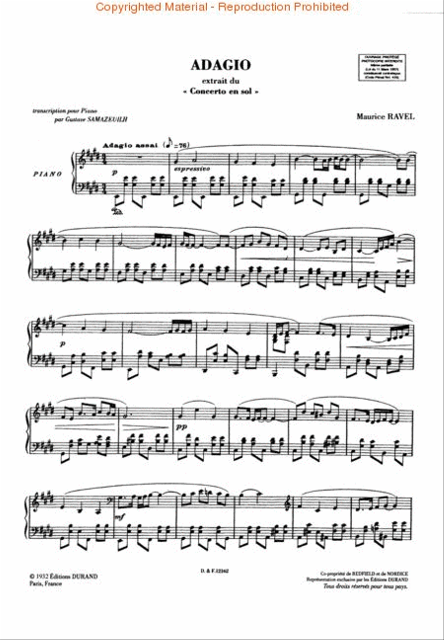 Adagio from Concerto in G Piano Solo scores gallery preview page 2