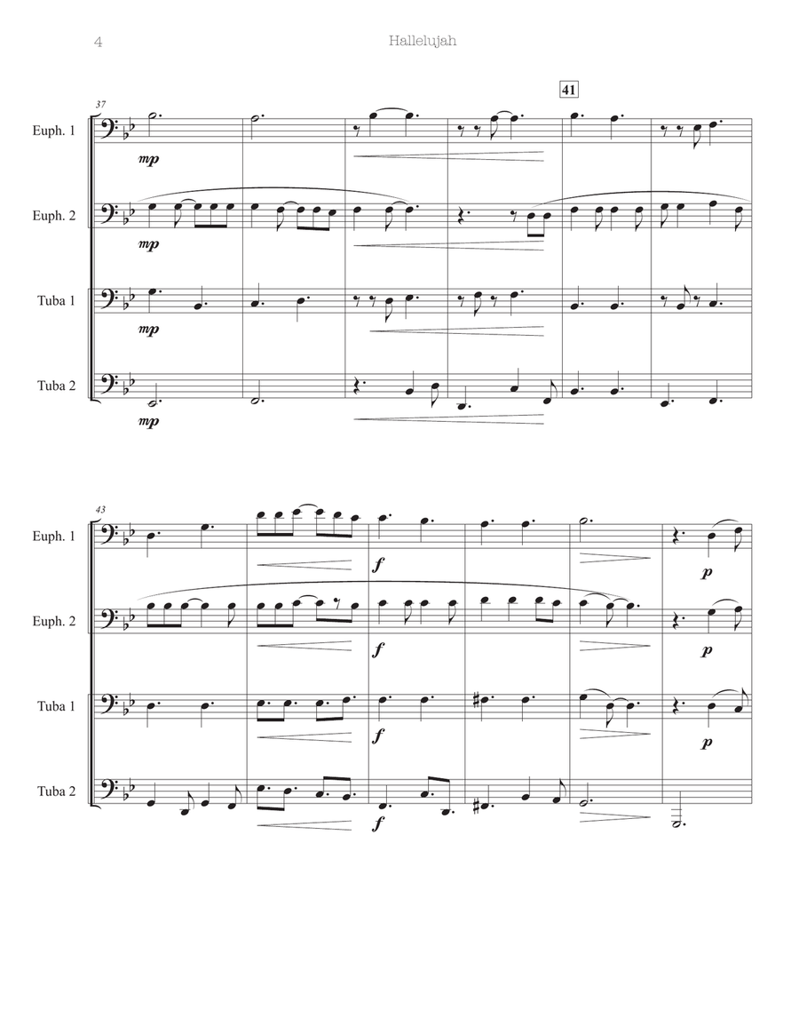 Hallelujah Hallelujah Brass Quartet scores gallery preview page 4