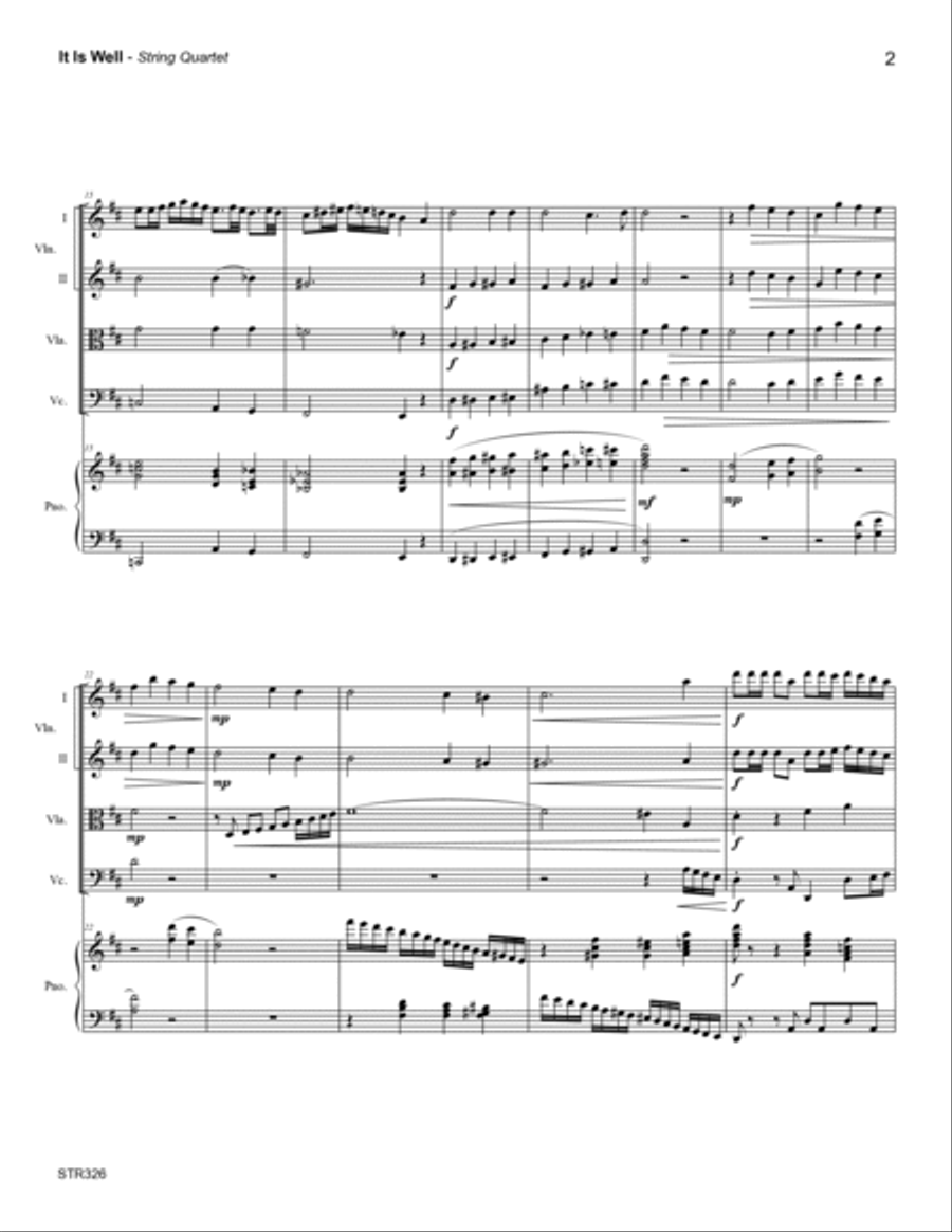 IT IS WELL WITH MY SOUL - String Quartet with optional Piano Accompaniment String Quartet scores gallery preview page 6