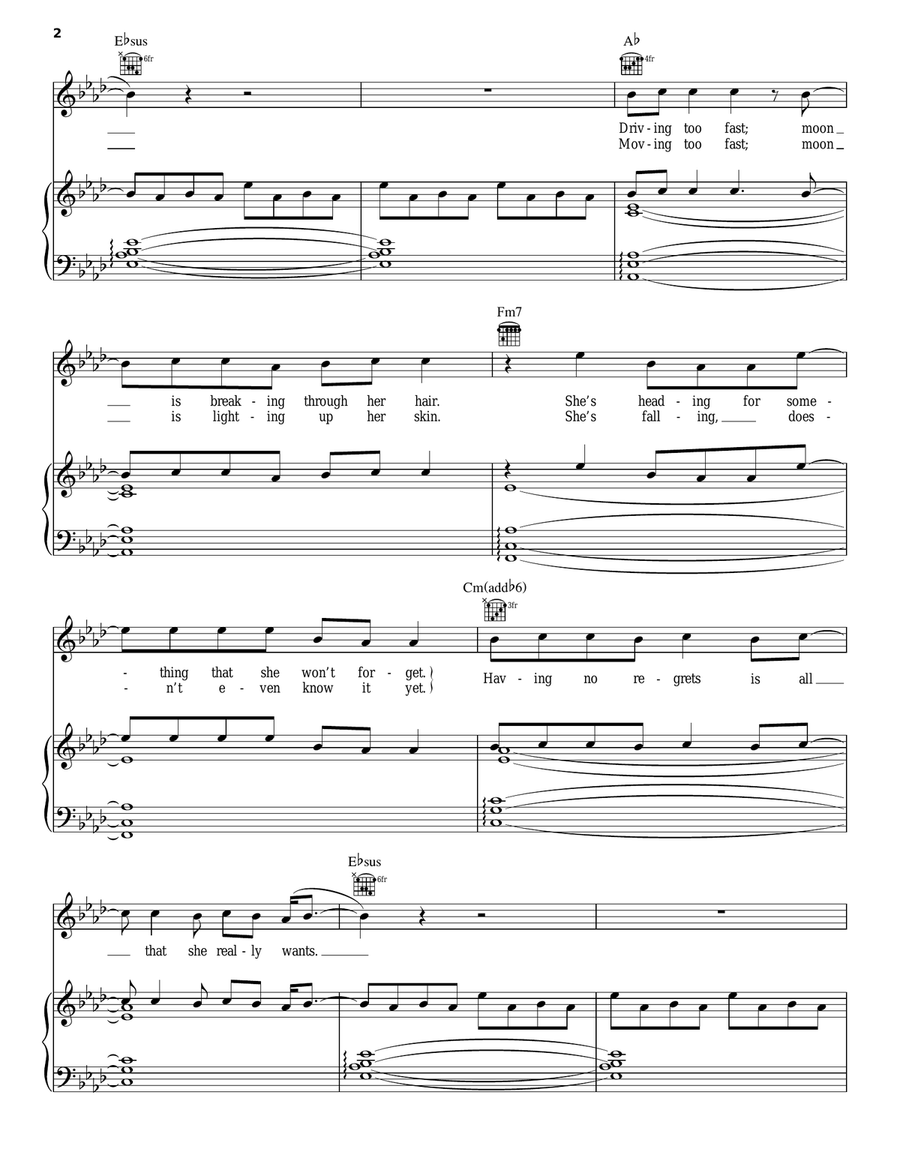 Night Changes Piano, Vocal, Guitar scores gallery preview page 2