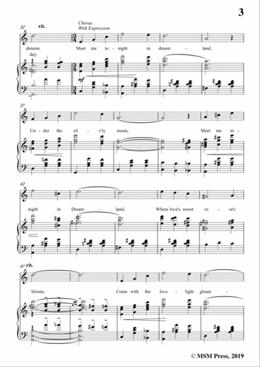 Leo Friedman-Meet Me Tonight in Dreamland,in C Major,for Voic&Piano Voice scores gallery preview page 5