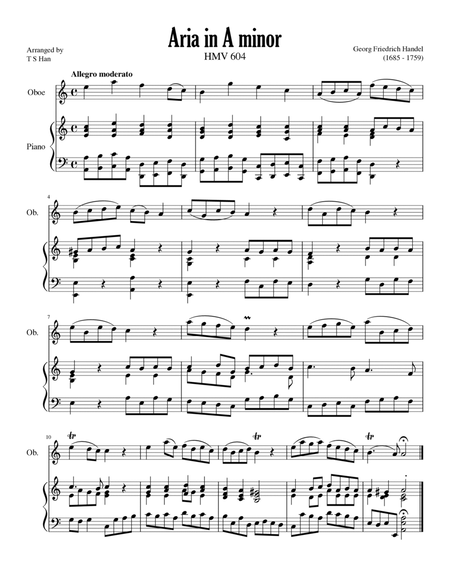 Handel Aria in A minor for Oboe and Piano, HMV 604