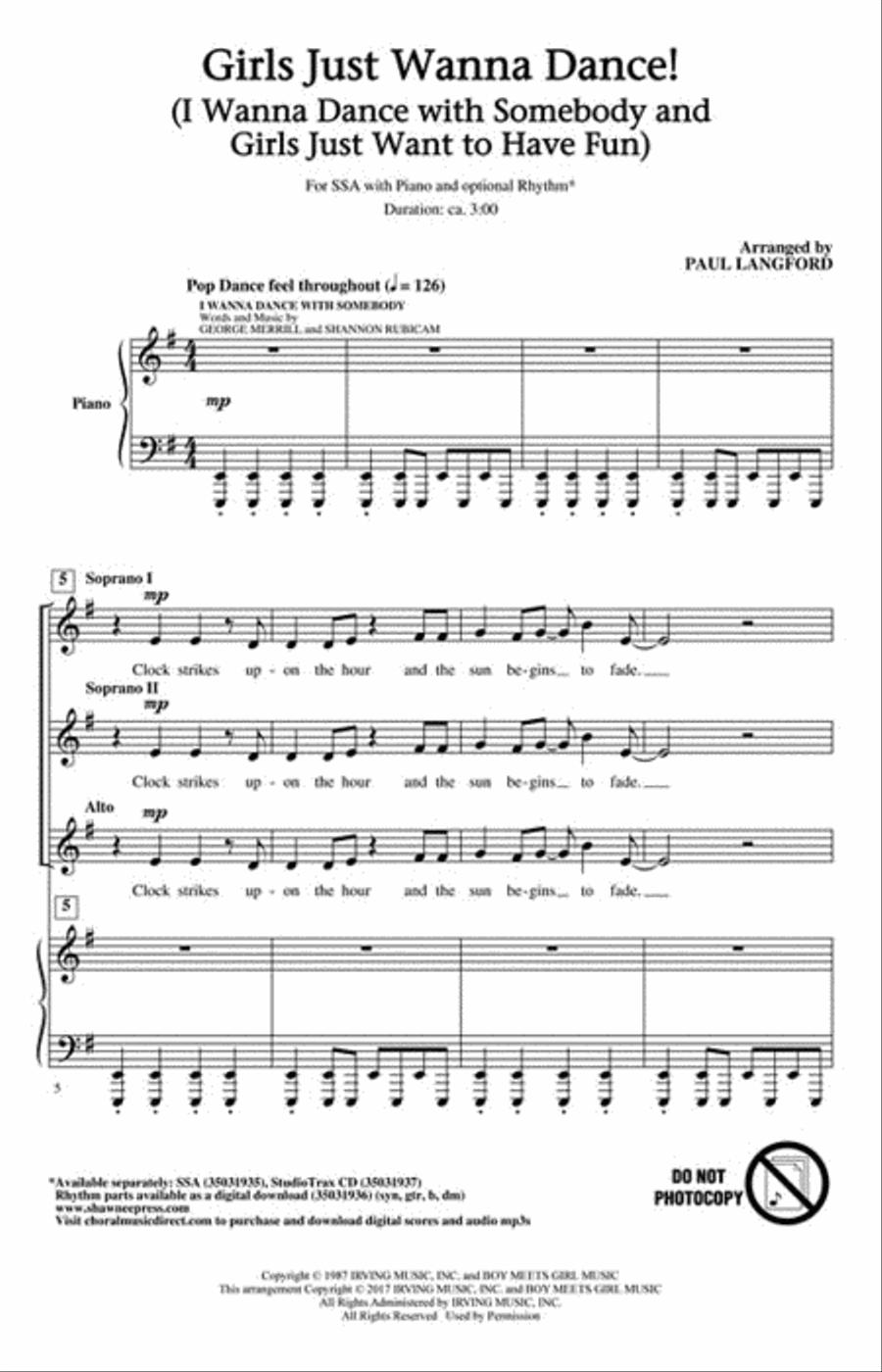 Girls Just Wanna Dance! (I Wanna Dance with Somebody and Girls Just Want to Have Fun) SSA scores gallery preview page 2